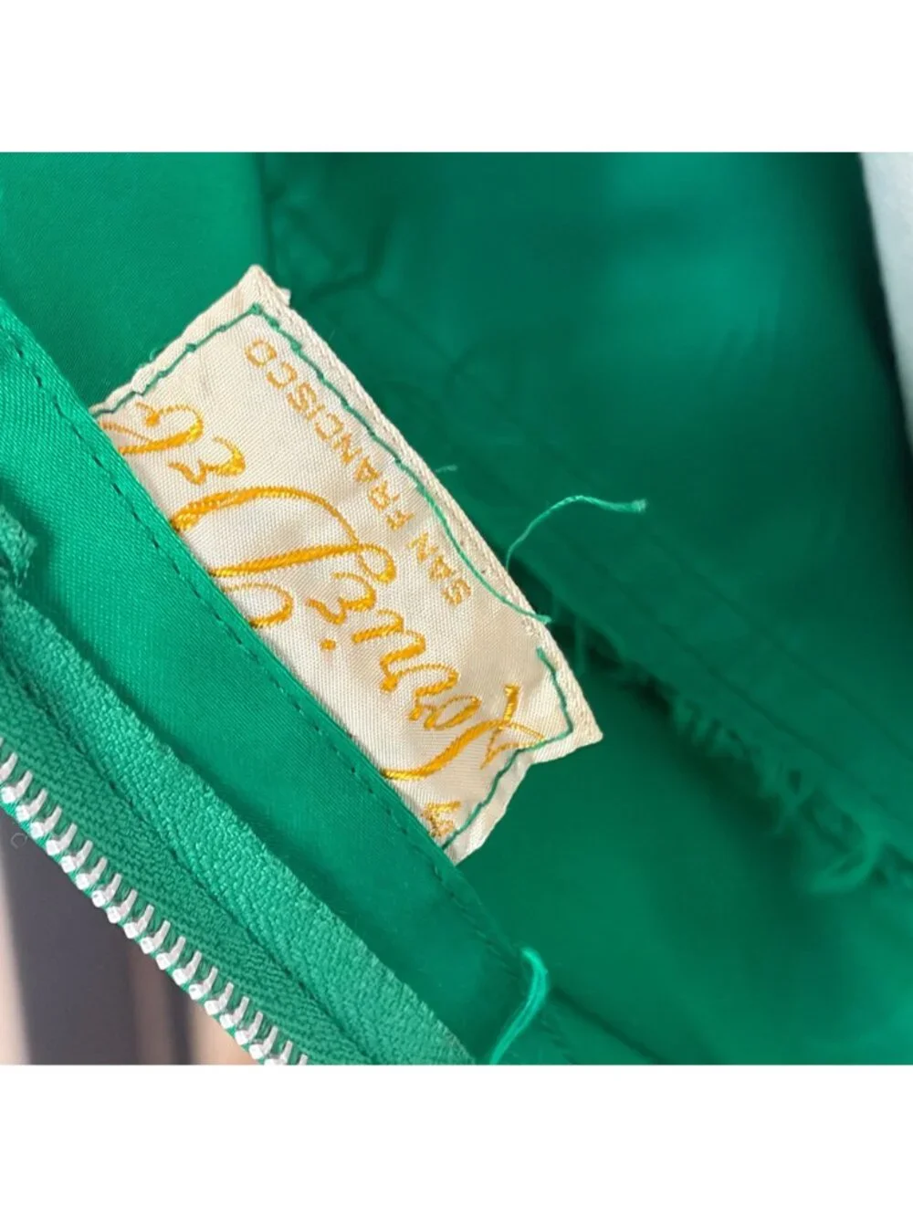 Vtg Lorrie Deb San Francisco Emerald Green Satin Cocktail Dress XS 1950s - Picture 6 of 9